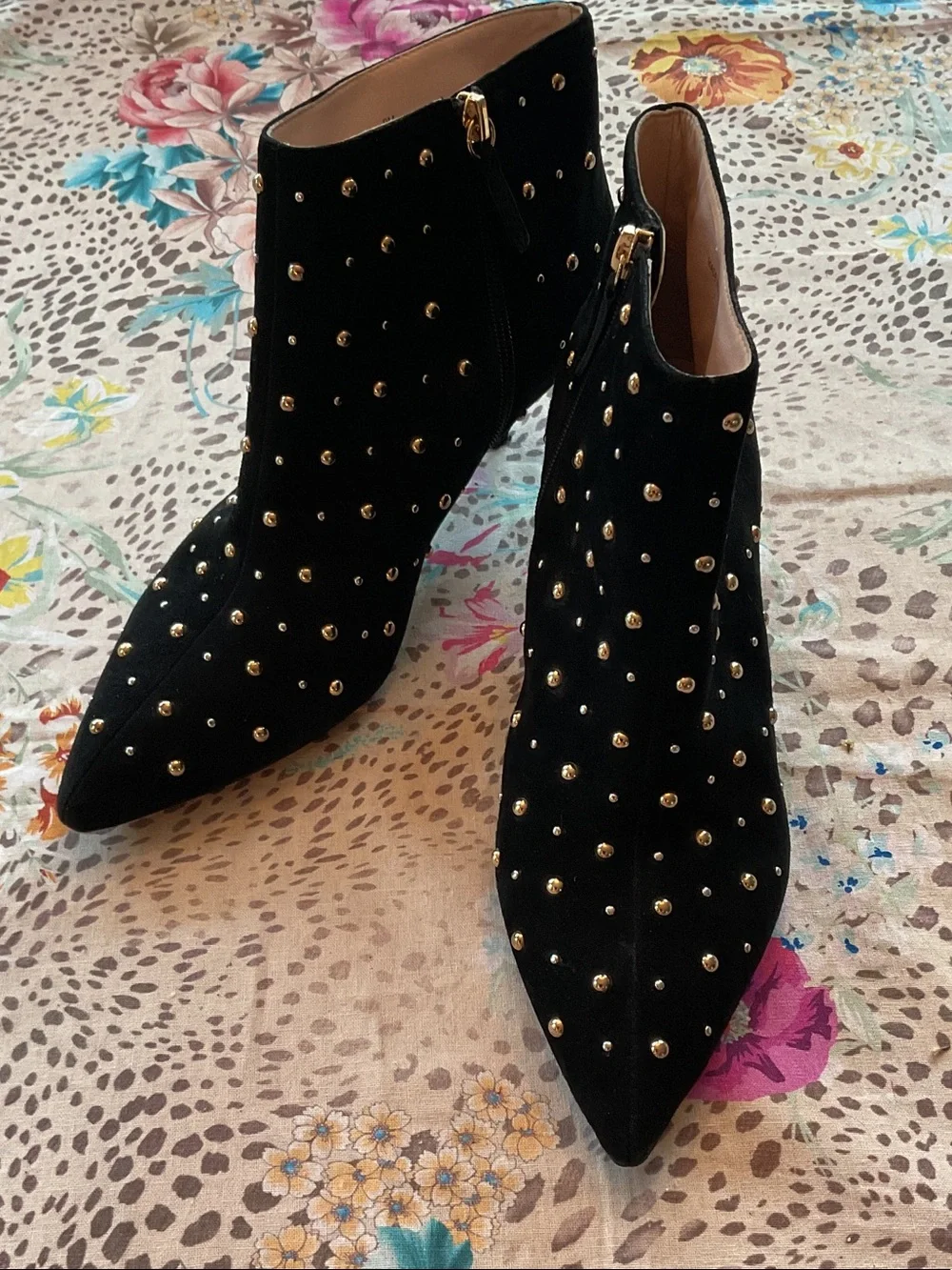 kate spade Starr Black Suede Studded Ankle Boots